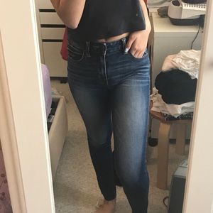 high rise medium wash jeggings